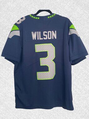 Men's Seattle Seahawks Russell Wilson Nike College Navy Game Team Jersey Size L